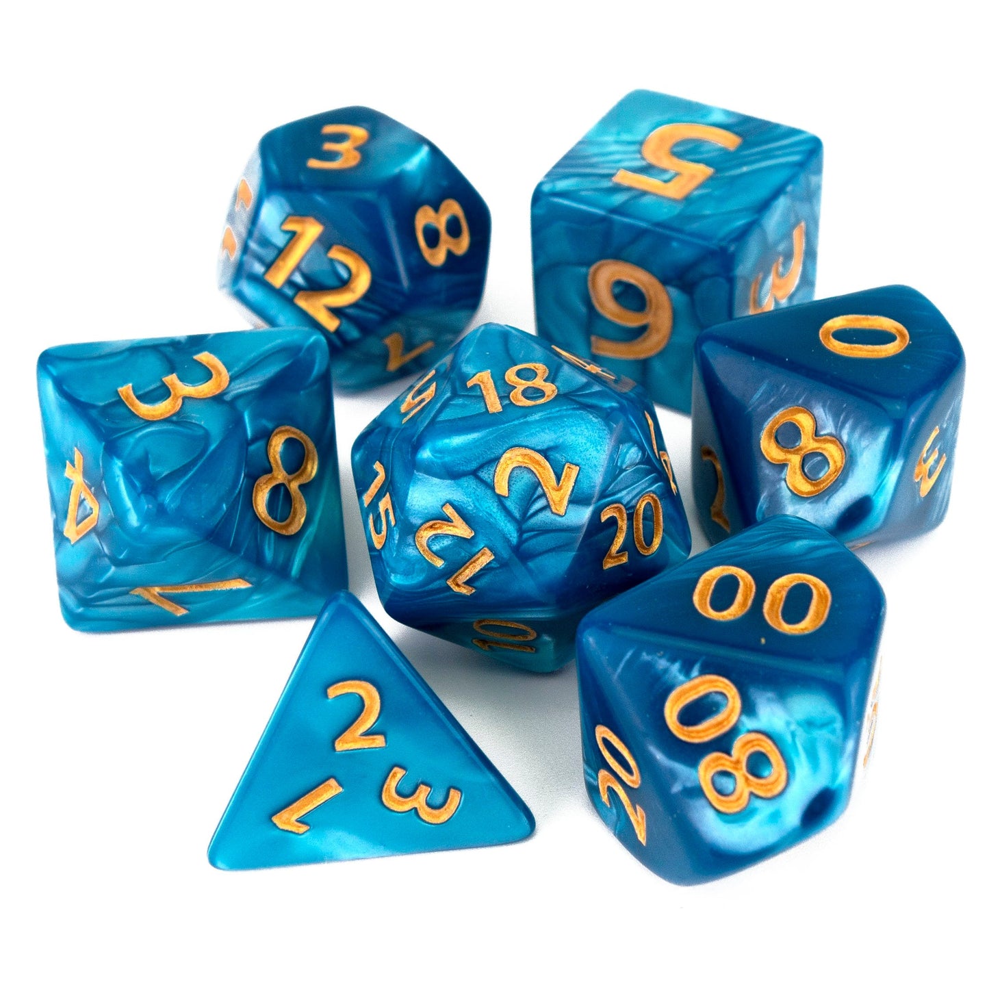 7 Dice Poly Set - GIANT - Aqua