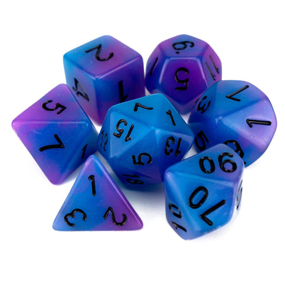 7 Dice Poly Set - Glow in the Dark - Blue/Purple