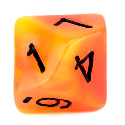 7 Dice Poly Set - Glow in the Dark - Red/Yellow