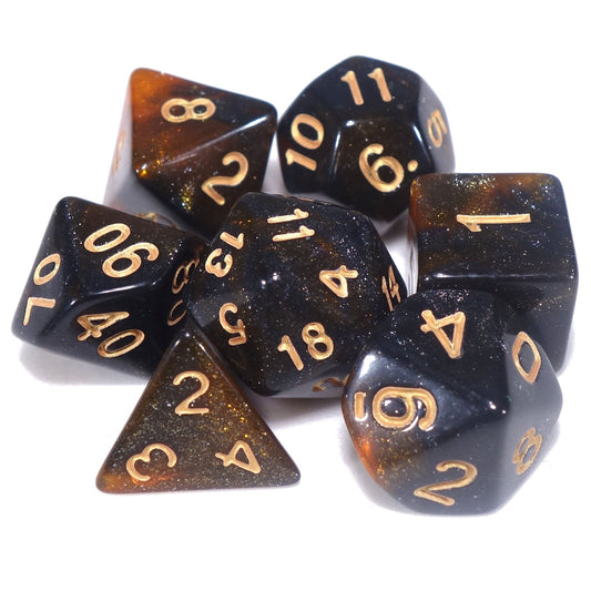 7 Dice Poly Set - Twilight Amber