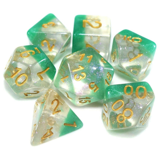 7 Dice Poly Set - Snowglobe Green