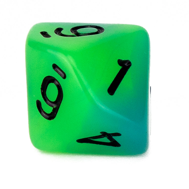 7 Dice Poly Set - Glow in the Dark - Green/Blue