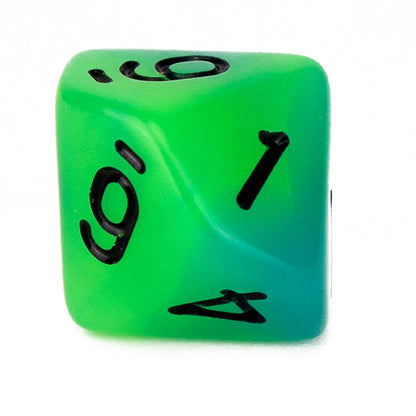 7 Dice Poly Set - Glow in the Dark - Green/Blue