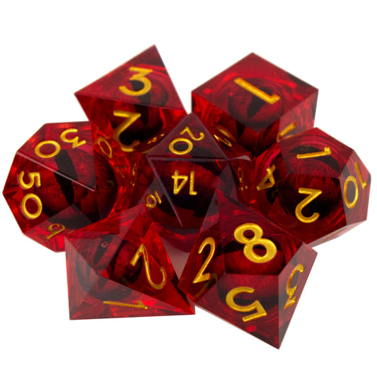 Poly Dice Set - Liquid Core - Eye Blood God (Gold)