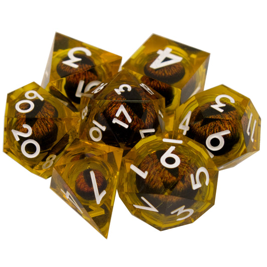 Poly Dice Set - Liquid Core - Eye Yellow (White)