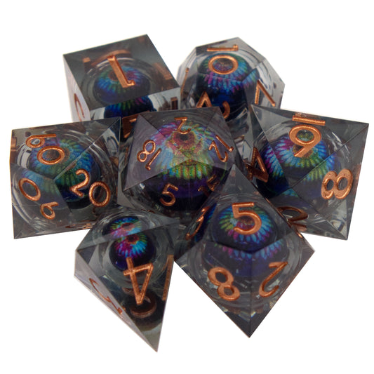 Poly Dice Set - Liquid Core - Eye Multiverse (Bronze)