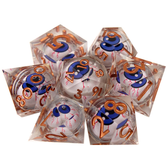 Poly Dice Set - Liquid Core - Eye Bloodshot Clear (Bronze)