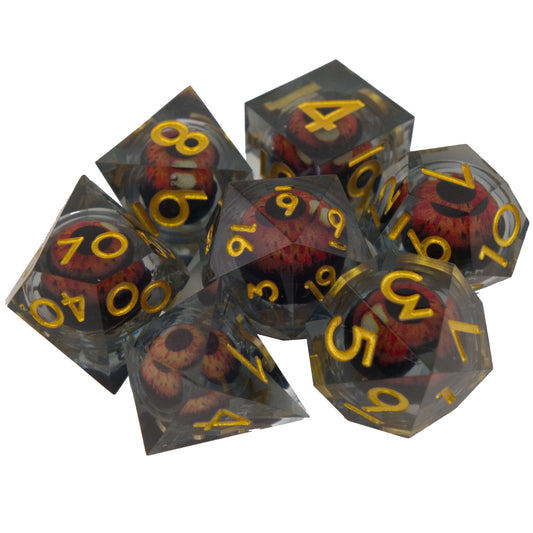 Poly Dice Set - Liquid Core - Eye Smoke Demon (Gold)