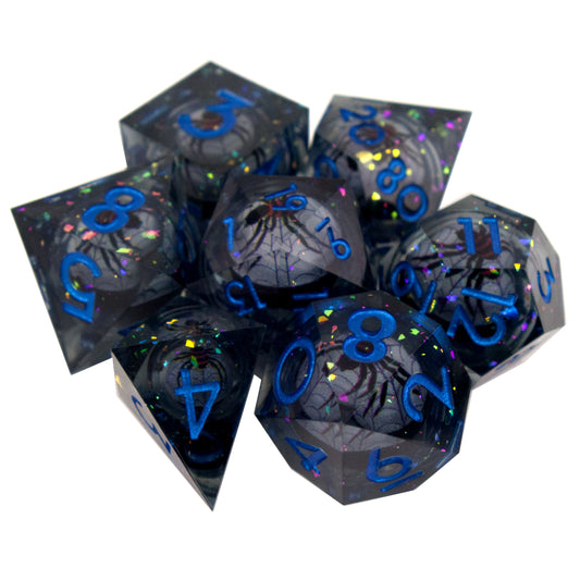 Poly Dice Set - Liquid Core - Spider (Blue)