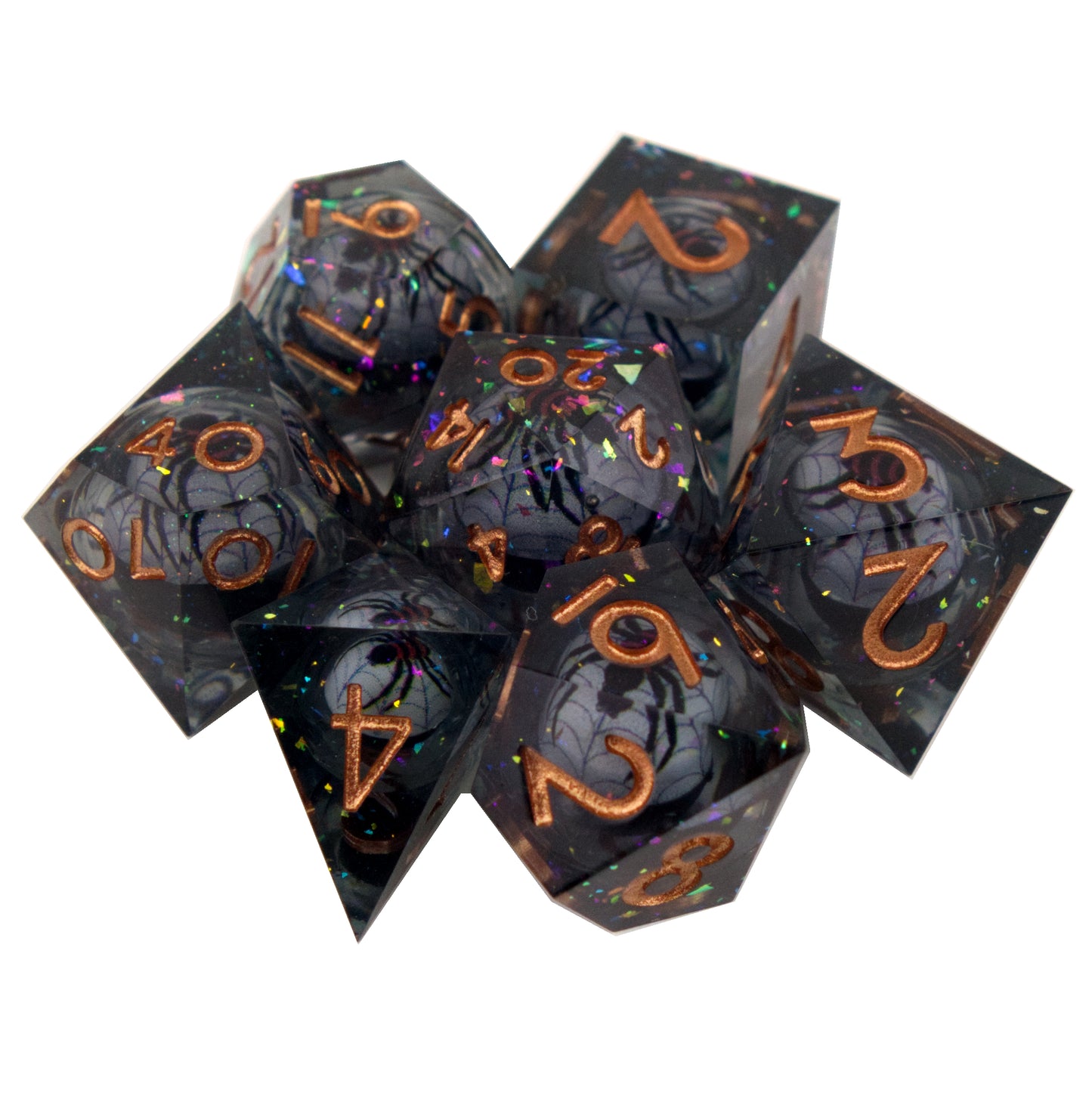 Poly Dice Set - Liquid Core - Spider (Bronze)