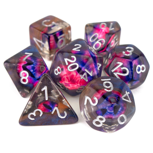 7 Dice Poly Set - Demon Eye - Pink