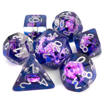 7 Dice Poly Set - Demon Eye - Purple