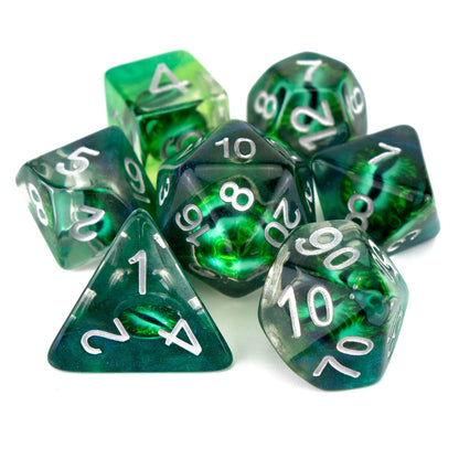 7 Dice Poly Set - Demon Eye - Green