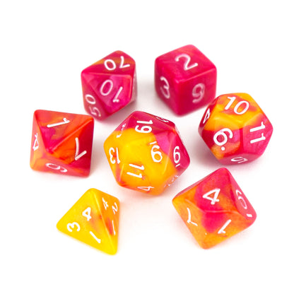 7 Dice Poly Set - MINI Blend - Pink/Orange