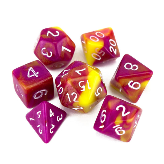 7 Dice Poly Set - MINI Blend - Pink/Yellow