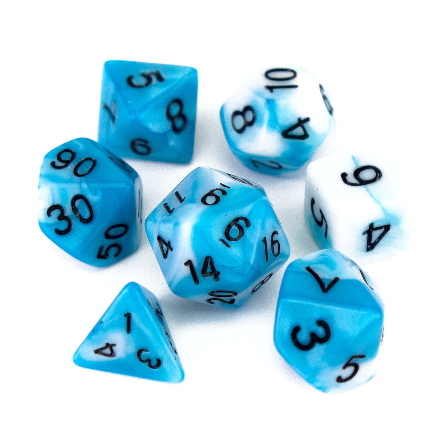 7 Dice Poly Set - MINI Blend - Blue/White