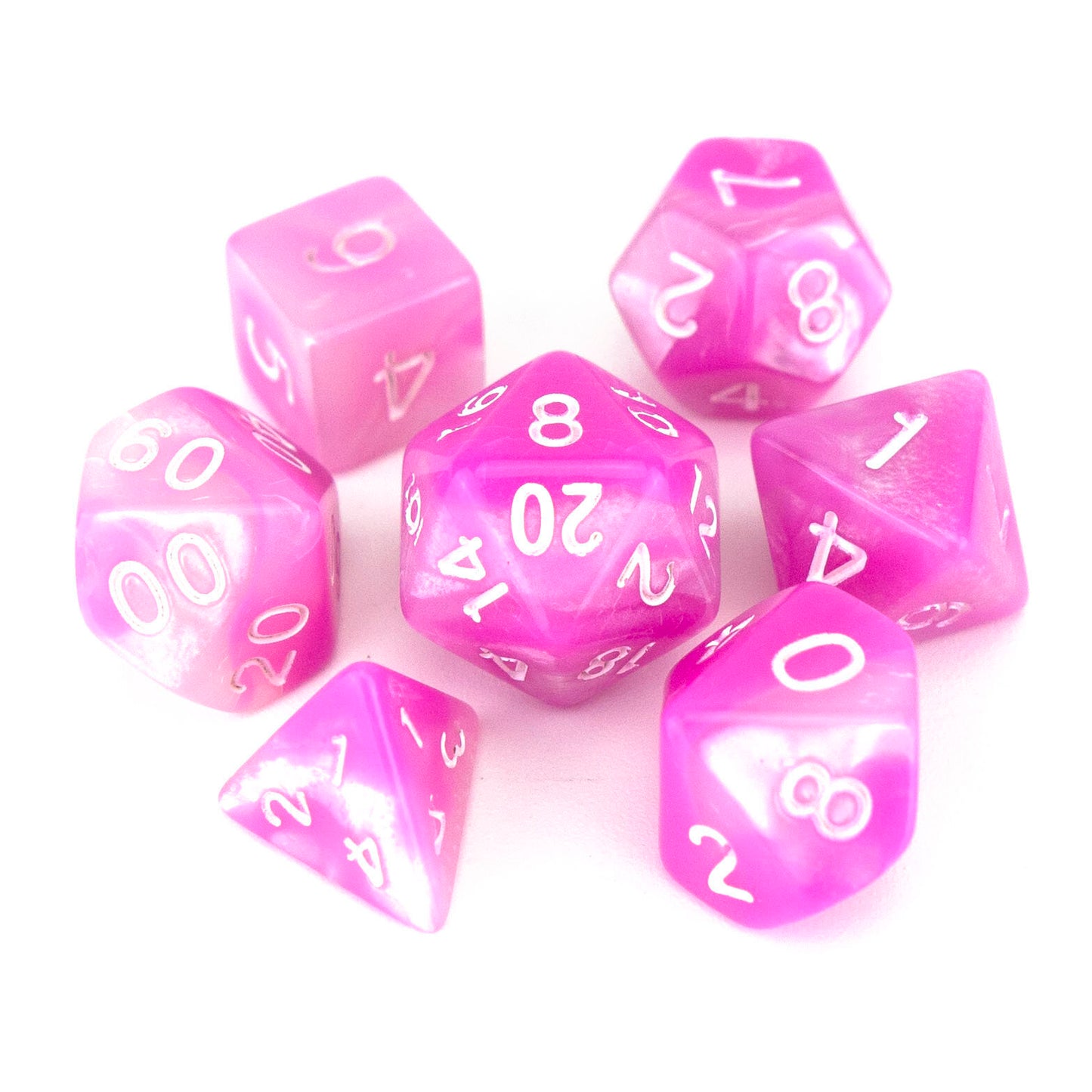 7 Dice Poly Set - MINI Blend - Pink/White