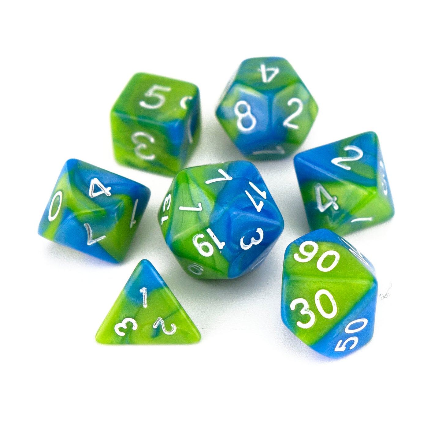 7 Dice Poly Set - MINI Blend - Green/Blue