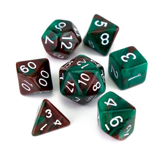 7 Dice Poly Set - MINI Blend - Green/Brown