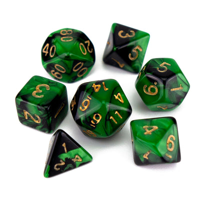 7 Dice Poly Set - MINI Blend - Green/Black