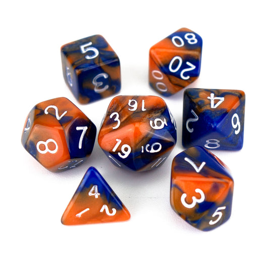 7 Dice Poly Set - MINI Blend - Blue/Orange