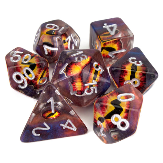 7 Dice Poly Set - Demon Eye - Orange