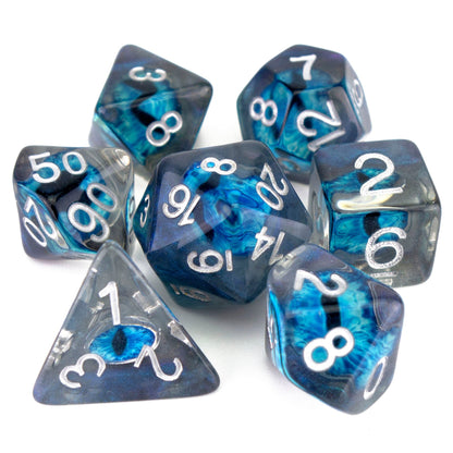 7 Dice Poly Set - Demon Eye - Blue