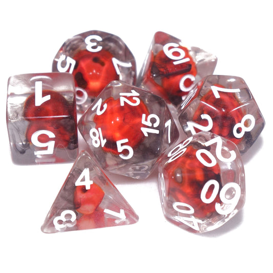 7 Dice Poly Set - SKULL - Red