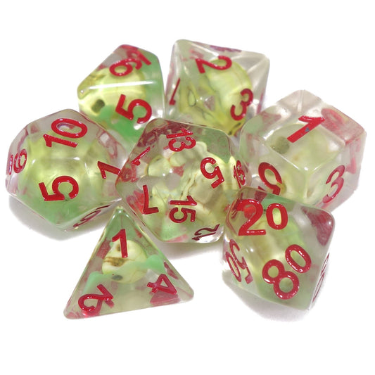 7 Dice Poly Set - SKULL - Green Sulfur