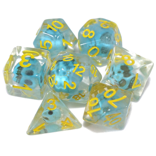 7 Dice Poly Set - SKULL - Terquoise