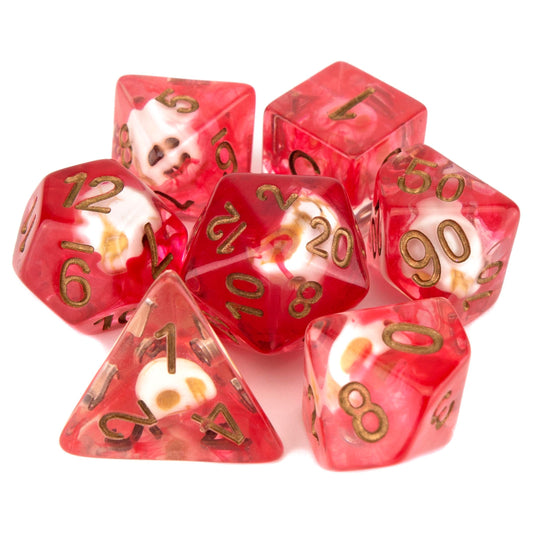 7 Dice Poly Set - SKULL - Blood