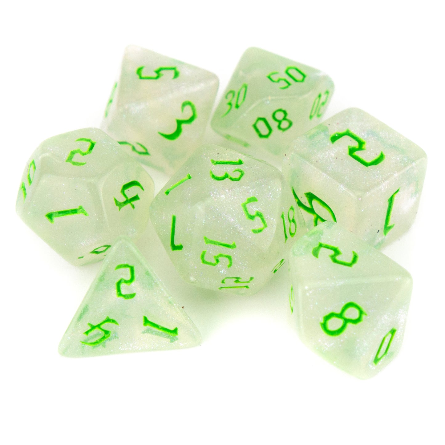 7 Dice Poly Set - Chaos Shimmer (Green)