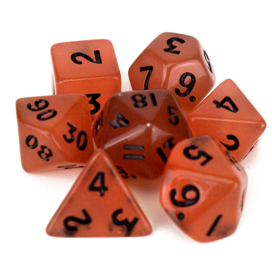 7 Dice Poly Set - MINI Glow - Orange