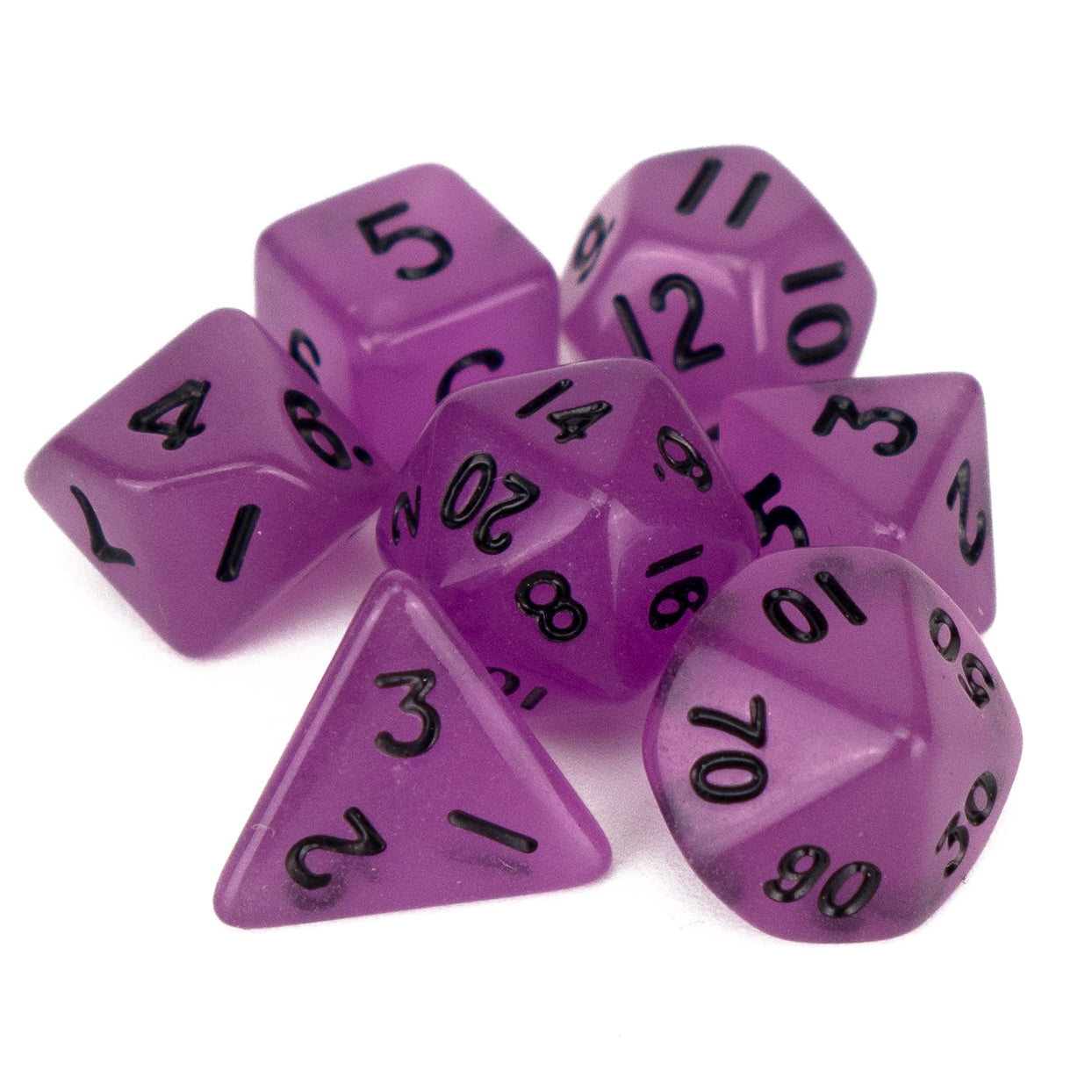 7 Dice Poly Set - MINI Glow - Purple