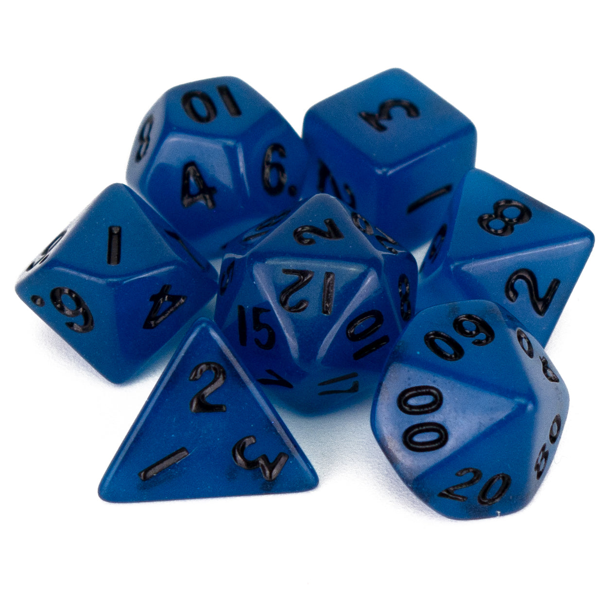 7 Dice Poly Set - MINI Glow - Blue