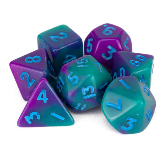 7 Dice Poly Set - MINI Elemental - Purple Teal (Blue)