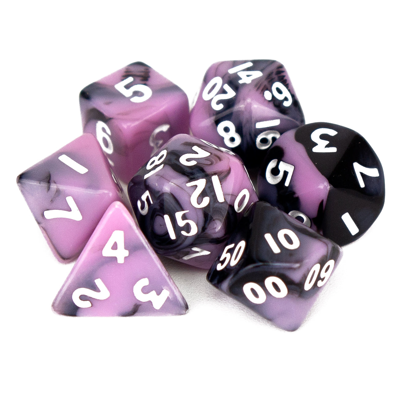 7 Dice Poly Set - MINI Elemental - Pink Black