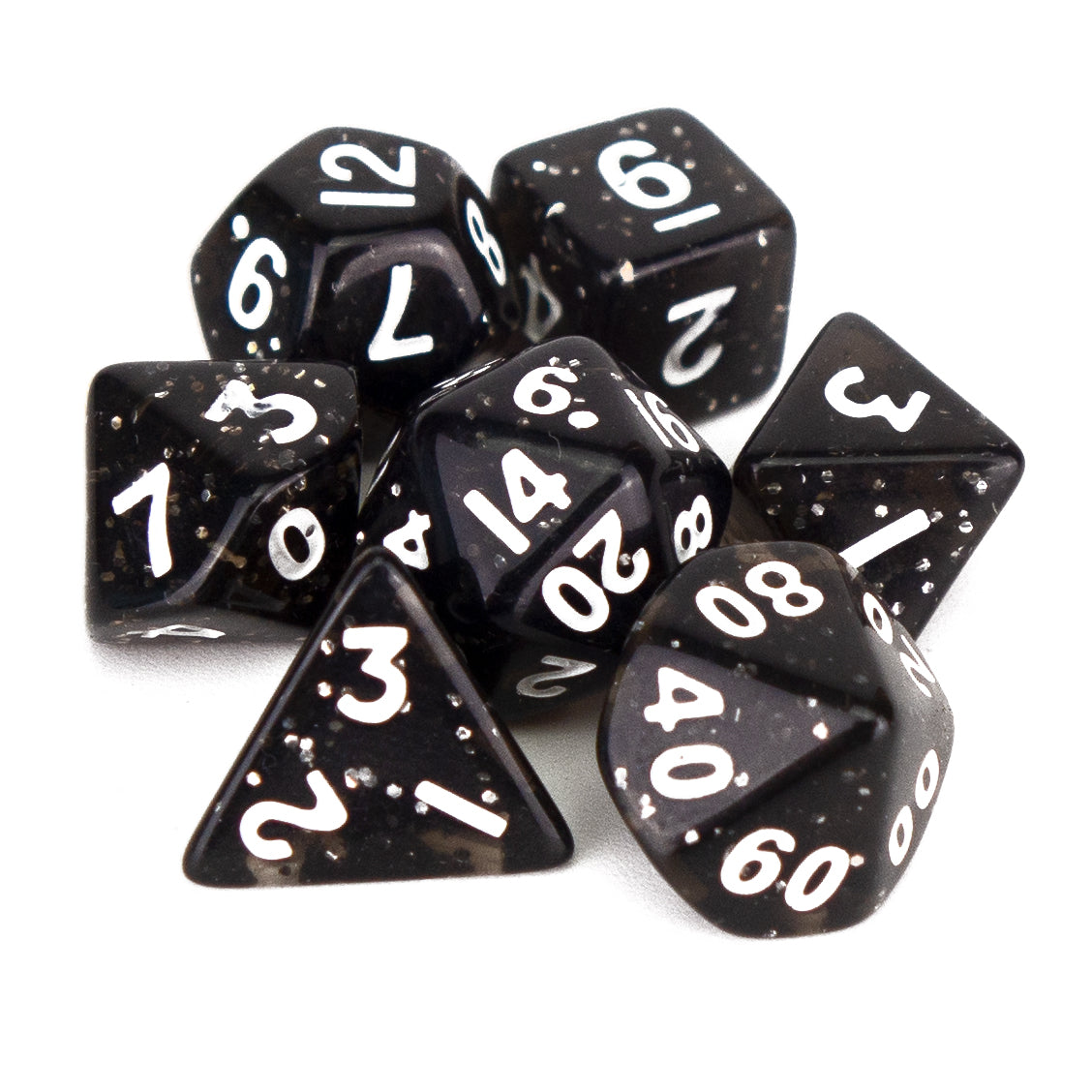 7 Dice Poly Set - MINI Glitter - Black