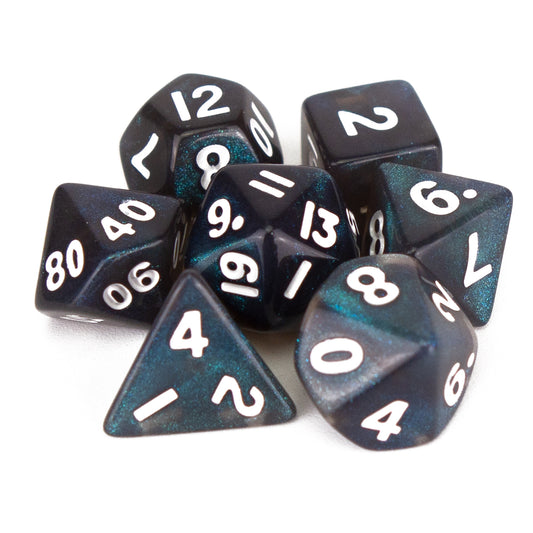 7 Dice Poly Set - MINI Shimmer - Dusk Aqua