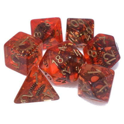 7 Dice Poly Set - Steampunk (Amber/Bronze)