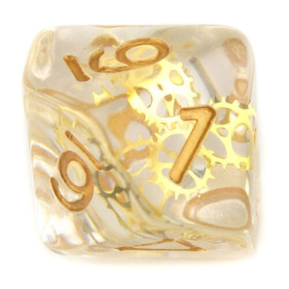 7 Dice Poly Set - Steampunk (Crystal/Gold)