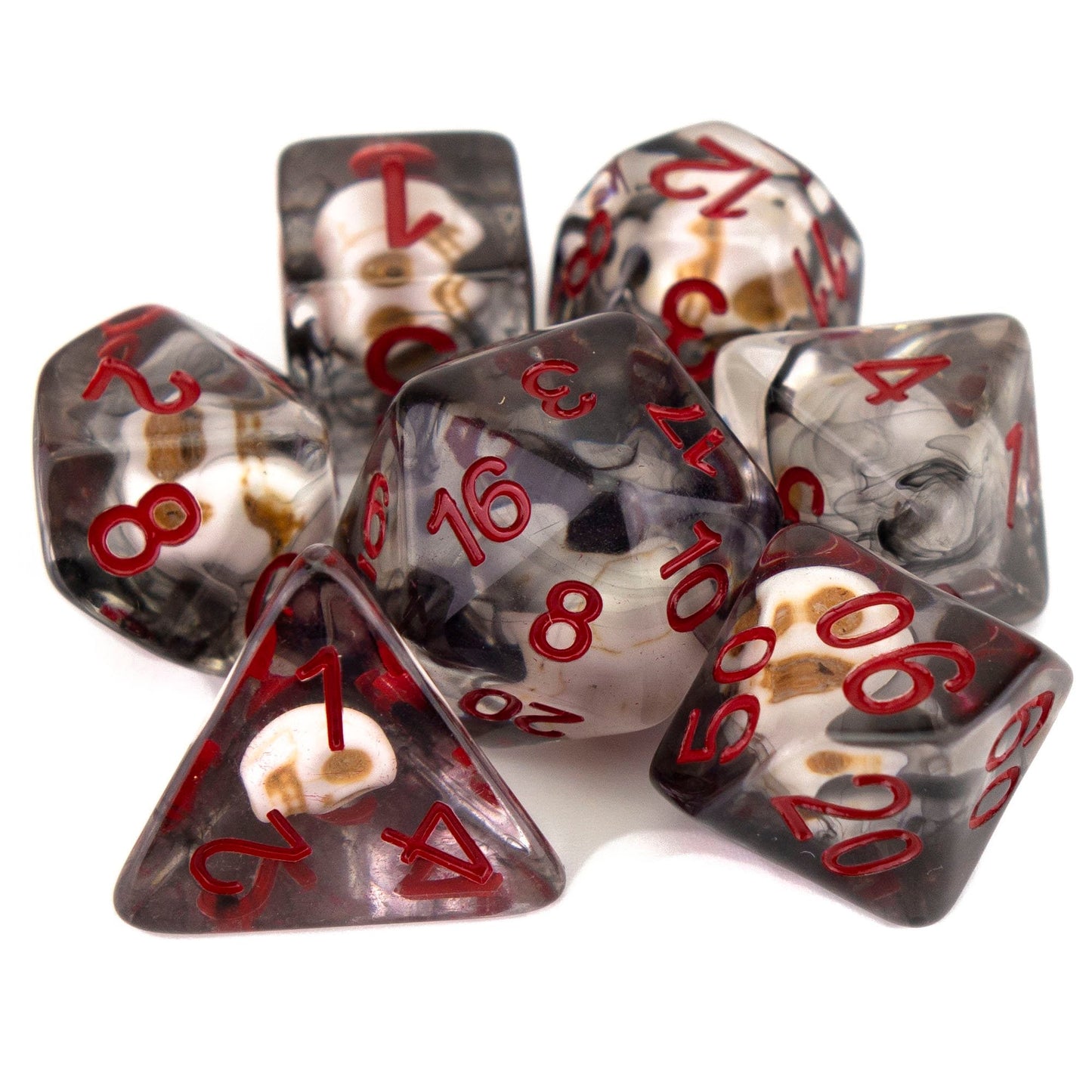 7 Dice Poly Set - SKULL - Black Death