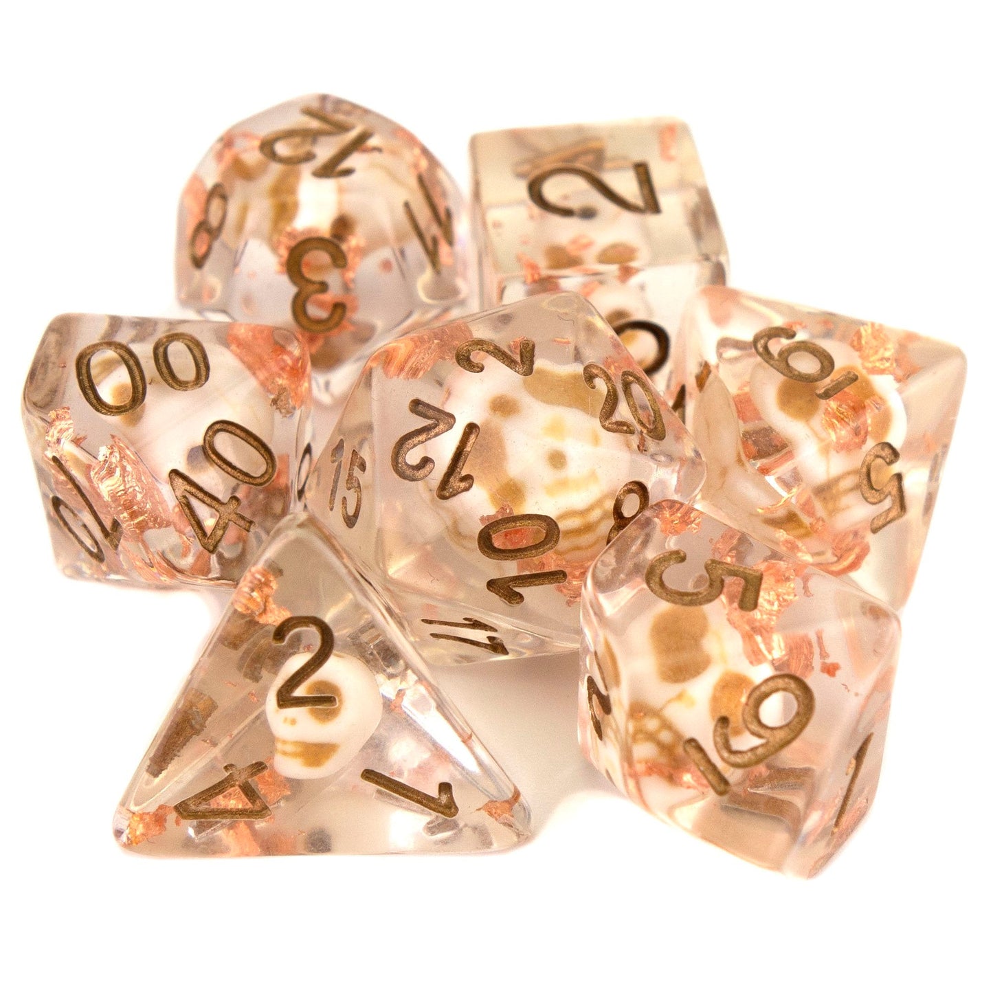 7 Dice Poly Set - SKULL - Copper Flakes