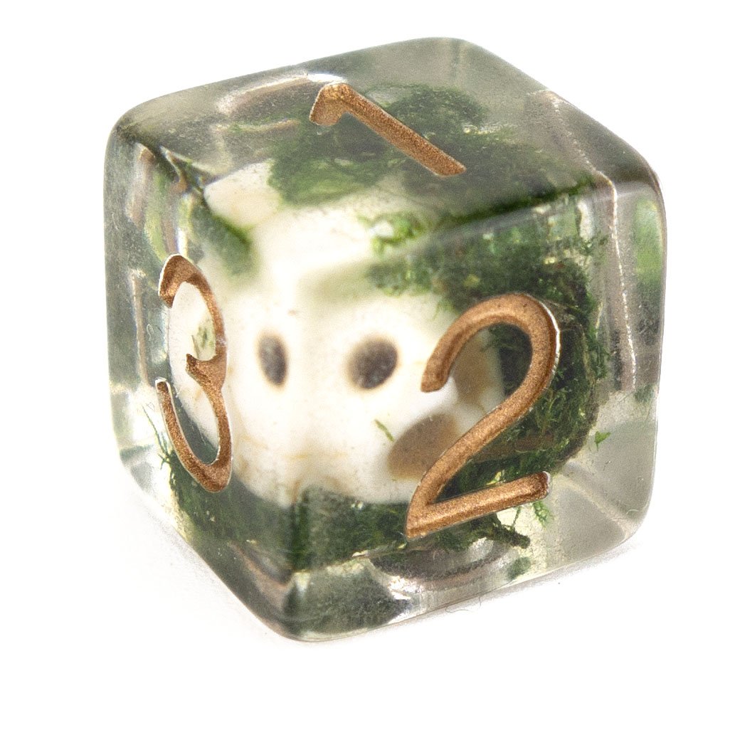 7 Dice Poly Set - SKULL - Green Moss